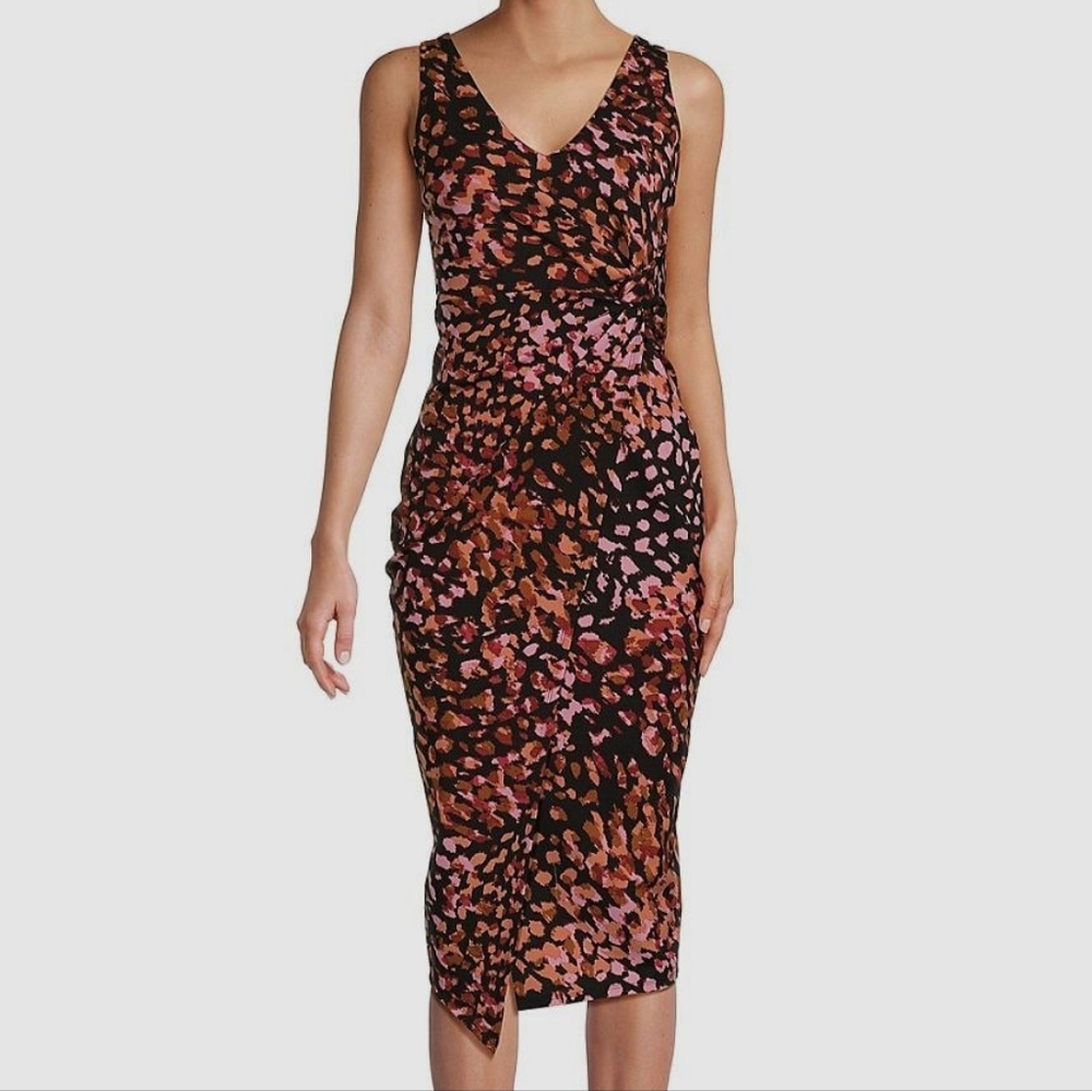 Guess‎ Black and Orange Midi Dress